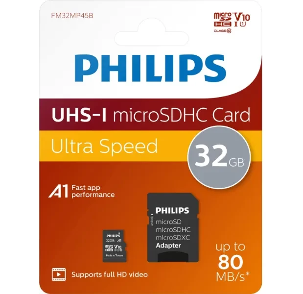 Philips Micro SDHC Card 32GB Class 10 incl. Adapter