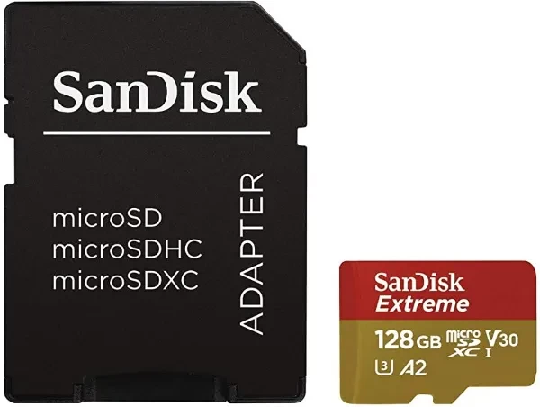 SanDisk 128gb EXTREME microSDXC UHS-I Card with Adapter