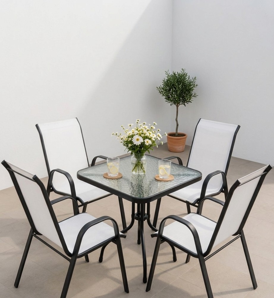 Set Kopshti, Tavoline & 4 Karrige White