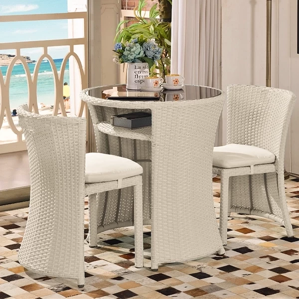 Set Kopshti, 2 Karrige & 1 Tavolinë, Ratan, Beige