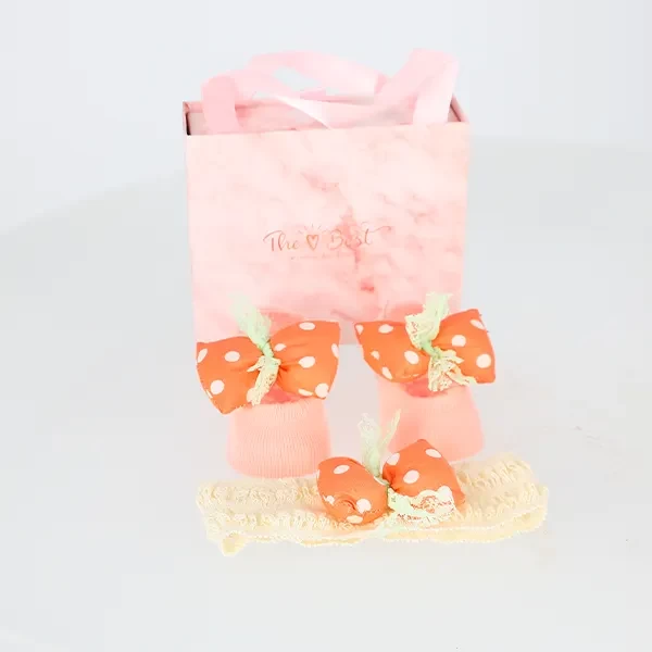Set për Bebe, Çorape dhe Shirit Koke, Pink&Orange